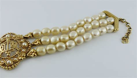 christian dior vintage pearl necklace|vintage christian dior choker necklace.